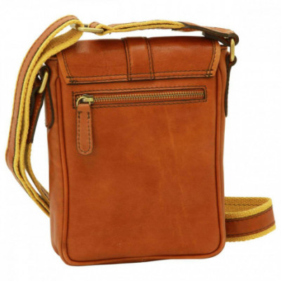 Borsa a tracolla messenger da uomo in vera pelle miele - Italianfashionglam