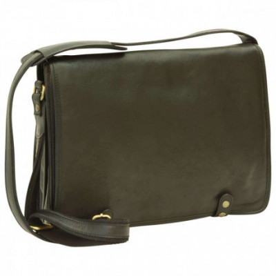 Borsa unisex a tracolla messenger in pelle morbida nera. Italianfashionglam