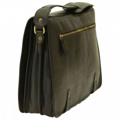 Borsa unisex a tracolla messenger in pelle morbida nera. Italianfashionglam