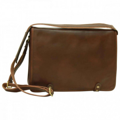 Borsa unisex a tracolla messenger in pelle testa di moro. Italianfashionglam