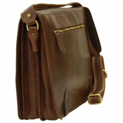 Borsa unisex a tracolla messenger in pelle testa di moro. Italianfashionglam