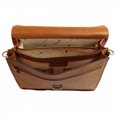 Cartella in vera pelle di vitello color marrone coloniale. Italianfashionglam