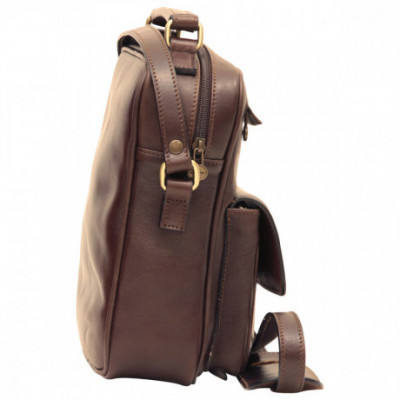 Borsello uomo in pelle vero fiore dark brown a tracolla - Italianfashionglam