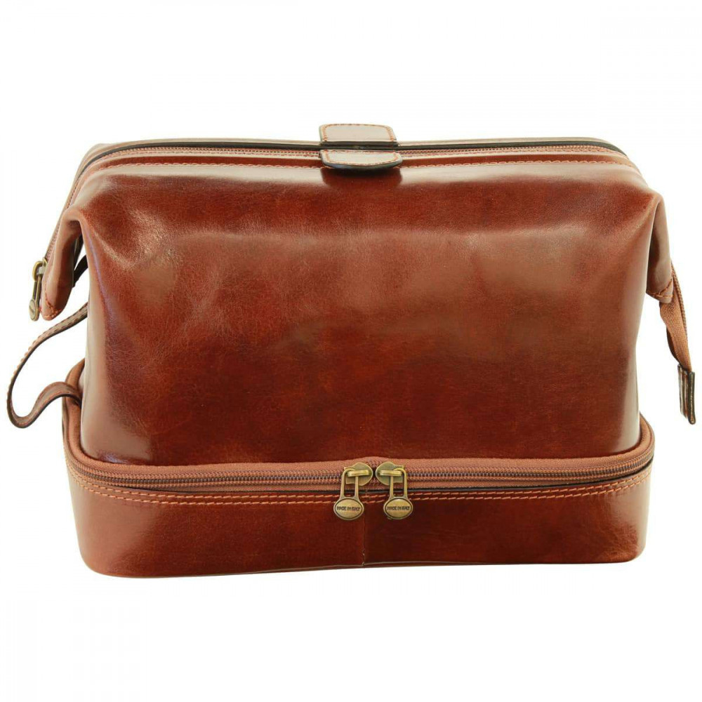 Beauty case in pelle vitello primo fiore marrone con zip - Italianfashionglam Beauty case in pelle vitello primo fiore marrone con zip - Italianfashionglam