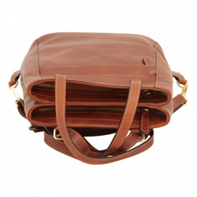 Zaino borsa a tracolla unisex in pelle di vitello marrone. Italianfashionglam