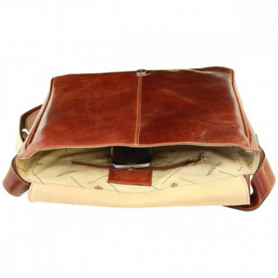 Borsa a tracolla messenger uomo in vera pelle marrone. Italianfashionglam