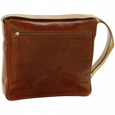 Borsa a tracolla messenger uomo in vera pelle marrone. Italianfashionglam