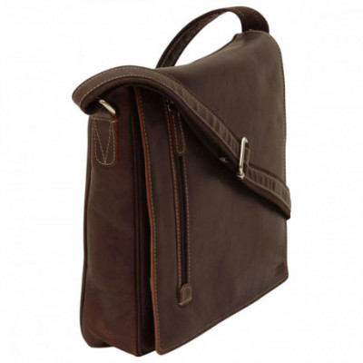 Borsa unisex a tracolla messenger in pelle testa di moro. Italianfashionglam