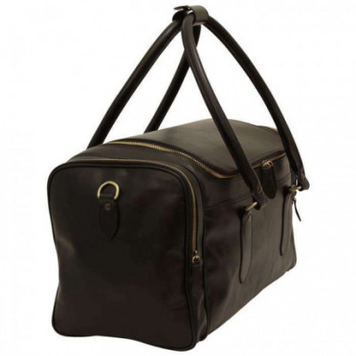 Borsa da viaggio in vera pelle primo fiore di colore nero. Italianfashionglam