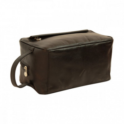 Beauty case in vera pelle morbida primo fiore color nero. Italianfashionglam