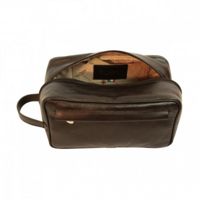 Beauty case in vera pelle morbida primo fiore color nero. Italianfashionglam
