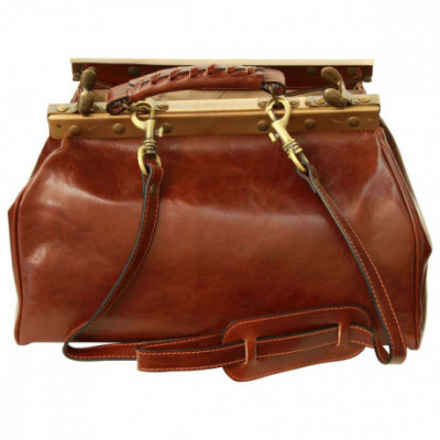 Borsa professionale pelle di vitello marrone pieno fiore. Italianfashionglam