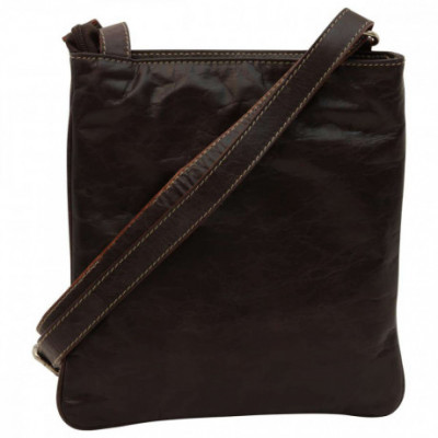 Borsa a tracolla uomo in pelle marrone scuro di bufalo - Italianfashionglam