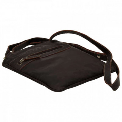 Borsa a tracolla uomo in pelle marrone scuro di bufalo - Italianfashionglam