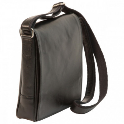 Borsa unisex a tracolla messenger in pelle morbida nera. Italianfashionglam