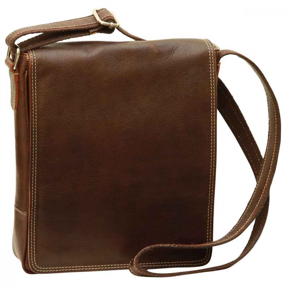 Borsa unisex a tracolla messenger in pelle testa di moro. Italianfashionglam Borsa unisex a tracolla messenger in pelle testa di moro. Italianfashionglam