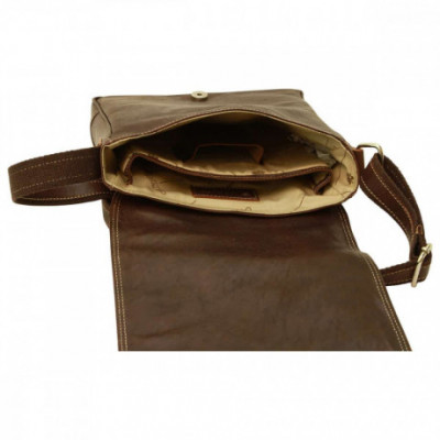 Borsa unisex a tracolla messenger in pelle testa di moro. Italianfashionglam