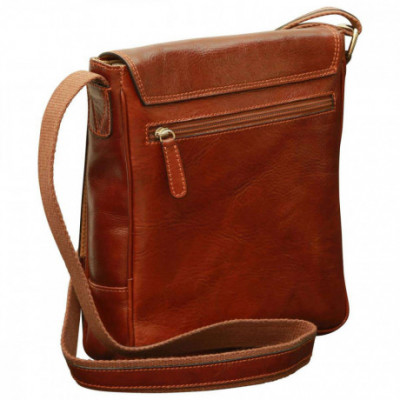 Borsa unisex tracolla messenger in vera pelle marrone. Italianfashionglam