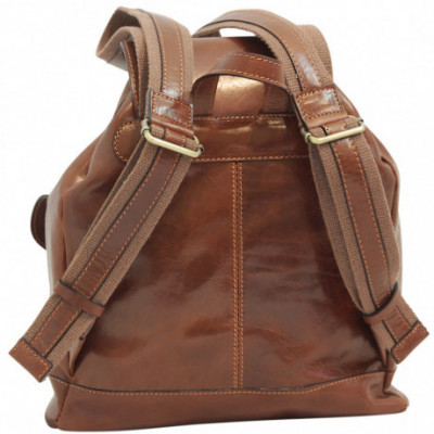 Zaino unisex vera in pelle di vitello marrone due tasche. Italianfashionglam