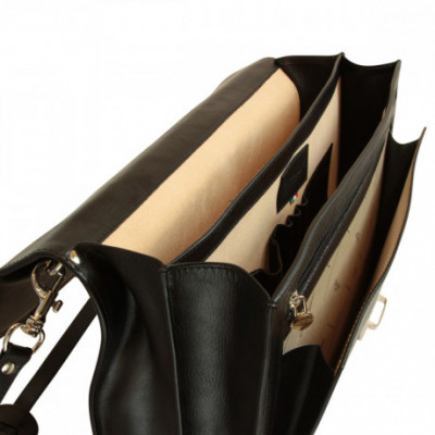 Cartella affari in vera pelle di vitello pieno fiore di colore nero. Italianfashionglam