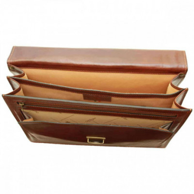 Cartella in vera pelle di vitello morbida colore marrone. Italianfashionglam