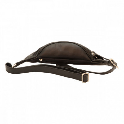 Marsupio unisex in vera pelle di vitello pieno fiore nero. Italianfashionglam