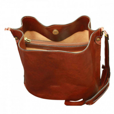 Borsa a tracolla da uomo in pelle pieno fiore marrone. Italianfashionglam