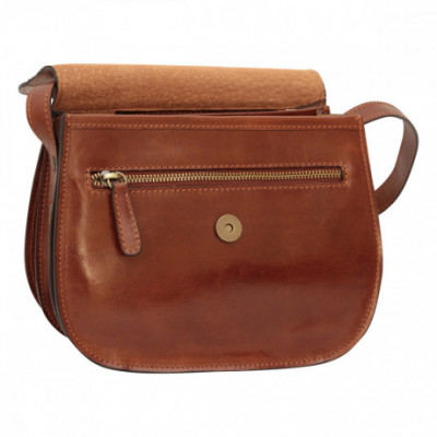 Borsa a tracolla da uomo in pelle marrone pieno fiore - Italianfashionglam