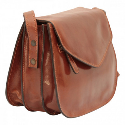 Borsa a tracolla da uomo in pelle marrone pieno fiore - Italianfashionglam