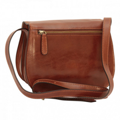 Borsa a tracolla da uomo in pelle marrone pieno fiore - Italianfashionglam