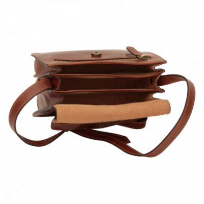 Borsa a tracolla da uomo in pelle marrone pieno fiore - Italianfashionglam
