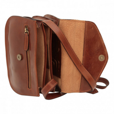 Borsa a tracolla da uomo in pelle marrone pieno fiore - Italianfashionglam