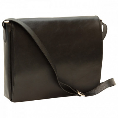 Borsa a tracolla messenger unisex in pelle morbida nera. Italianfashionglam