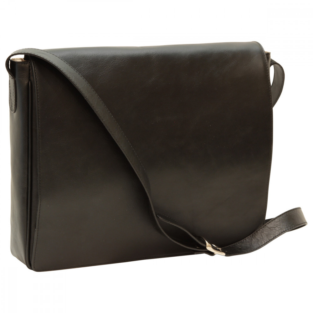 Borsa a tracolla messenger unisex in pelle morbida nera. Italianfashionglam Borsa a tracolla messenger unisex in pelle morbida nera. Italianfashionglam
