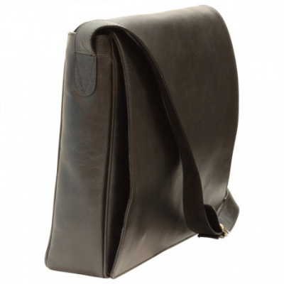 Borsa a tracolla messenger unisex in pelle morbida nera. Italianfashionglam