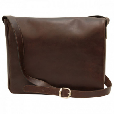 Borsa a tracolla messenger unisex in pelle testa di moro. Italianfashionglam