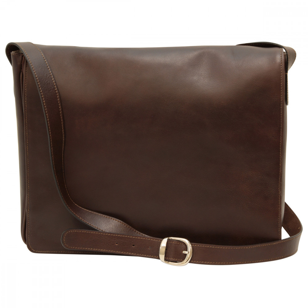 Borsa a tracolla messenger unisex in pelle testa di moro. Italianfashionglam Borsa a tracolla messenger unisex in pelle testa di moro. Italianfashionglam