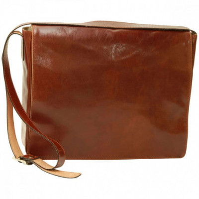 Borsa a tracolla messenger uomo in vera pelle marrone. Italianfashionglam