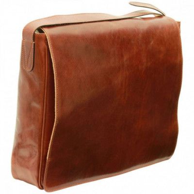 Borsa a tracolla messenger uomo in vera pelle marrone. Italianfashionglam