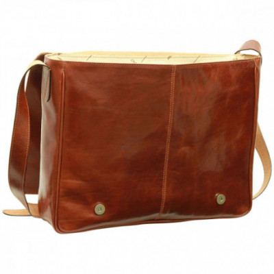 Borsa a tracolla messenger uomo in vera pelle marrone. Italianfashionglam