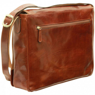 Borsa a tracolla messenger uomo in vera pelle marrone. Italianfashionglam