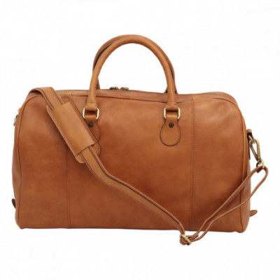 Borsone viaggio in pelle pieno fiore marrone coloniale. Italianfashionglam