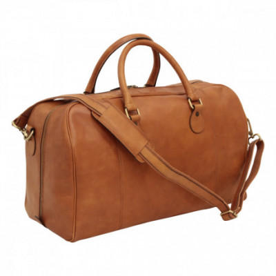 Borsone viaggio in pelle pieno fiore marrone coloniale. Italianfashionglam