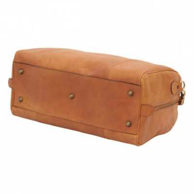 Borsone viaggio in pelle pieno fiore marrone coloniale. Italianfashionglam