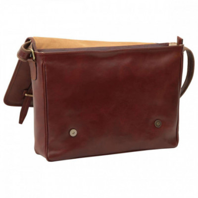 Borsa unisex tracolla messenger in vera pelle di vitello color marrone. Italianfashionglam