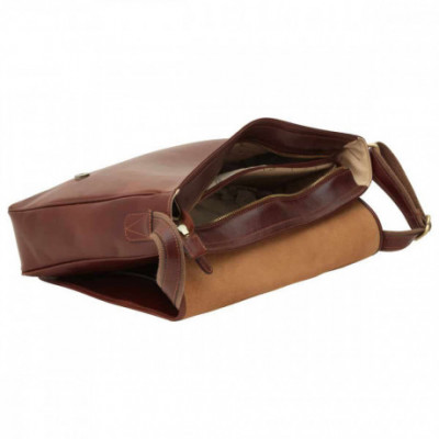 Borsa unisex tracolla messenger in vera pelle di vitello color marrone. Italianfashionglam