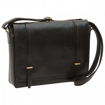 Borsa unisex a tracolla messenger in pelle morbida nera. Italianfashionglam