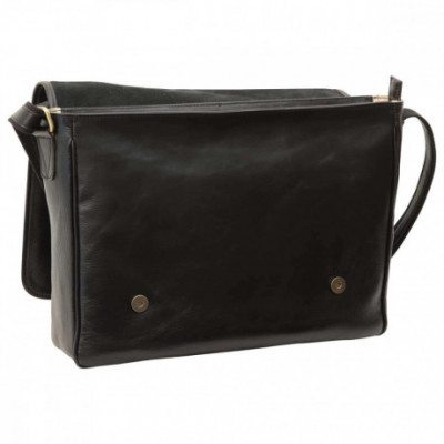 Borsa unisex a tracolla messenger in pelle morbida nera. Italianfashionglam