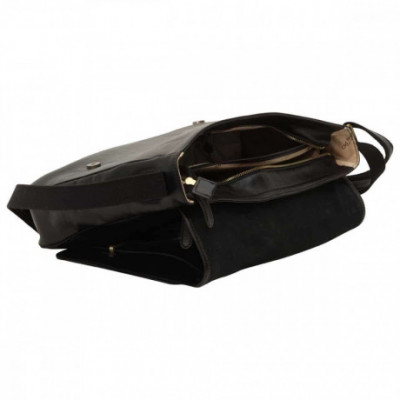 Borsa unisex a tracolla messenger in pelle morbida nera. Italianfashionglam