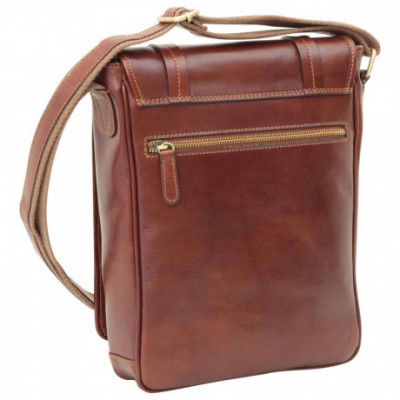 Borsa unisex tracolla messenger in vera pelle di vitello color marrone. Italianfashionglam